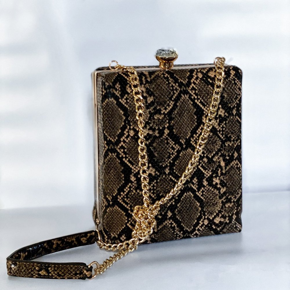 Brown Snake Print Satchel